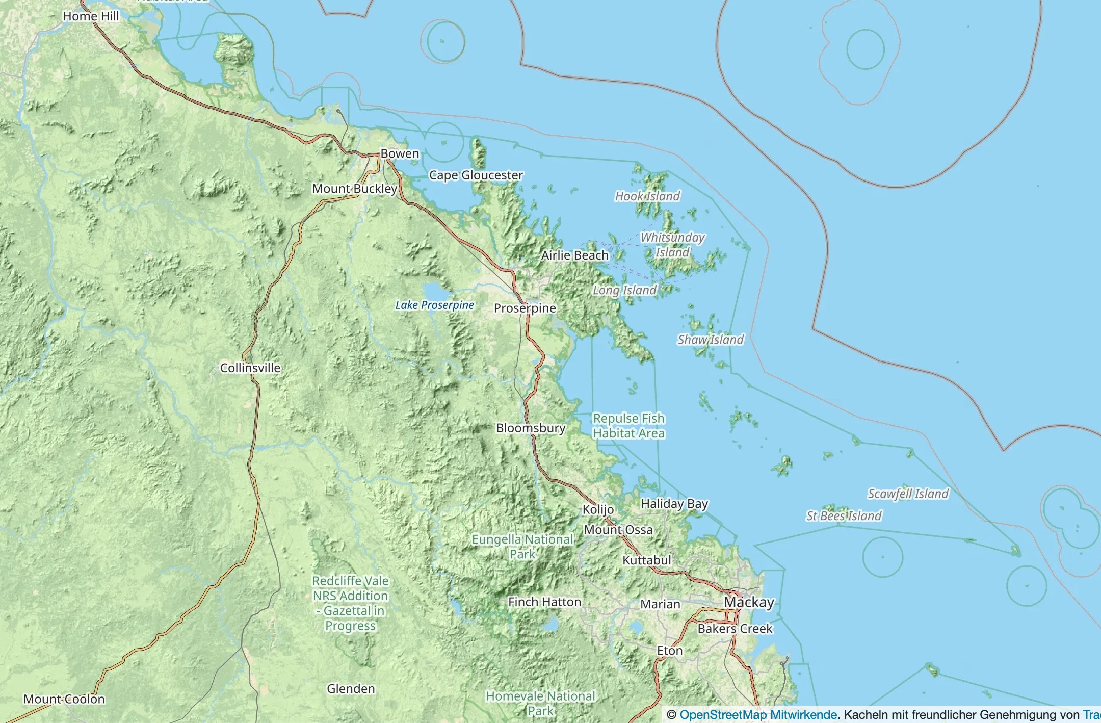 Karte der Whitsunday Islands